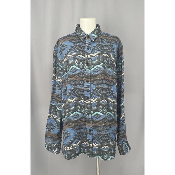 American Rag Other - American Rag Shirt Mens Large Blue Cave LS Woven Gauzy Southwestern Aztec